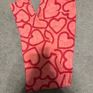 LuLaRoe Pink Heart Pattern Leggings